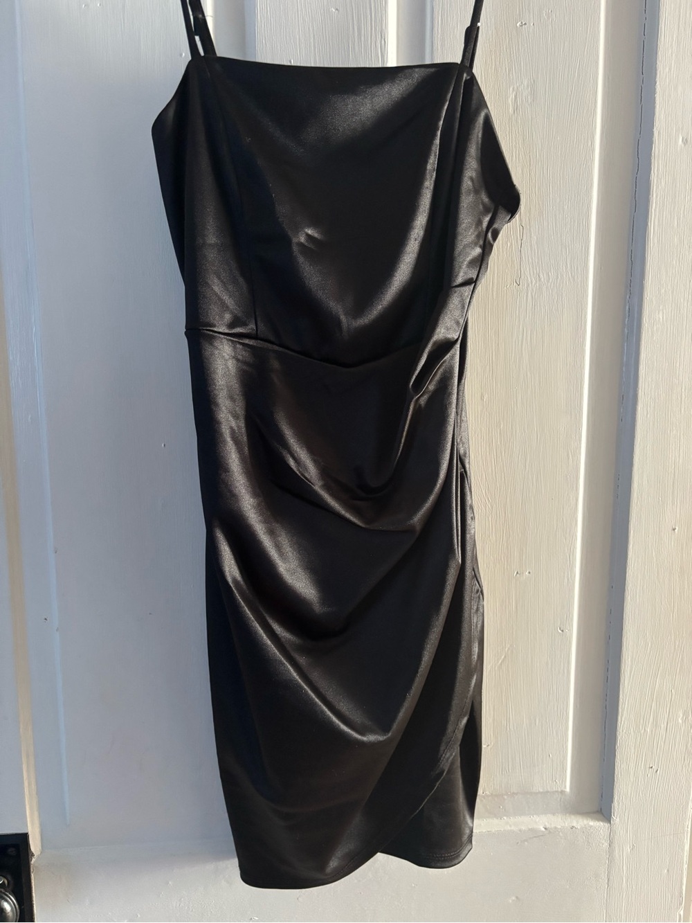Black Satin Draped Slip Dress - Honey & Rosie